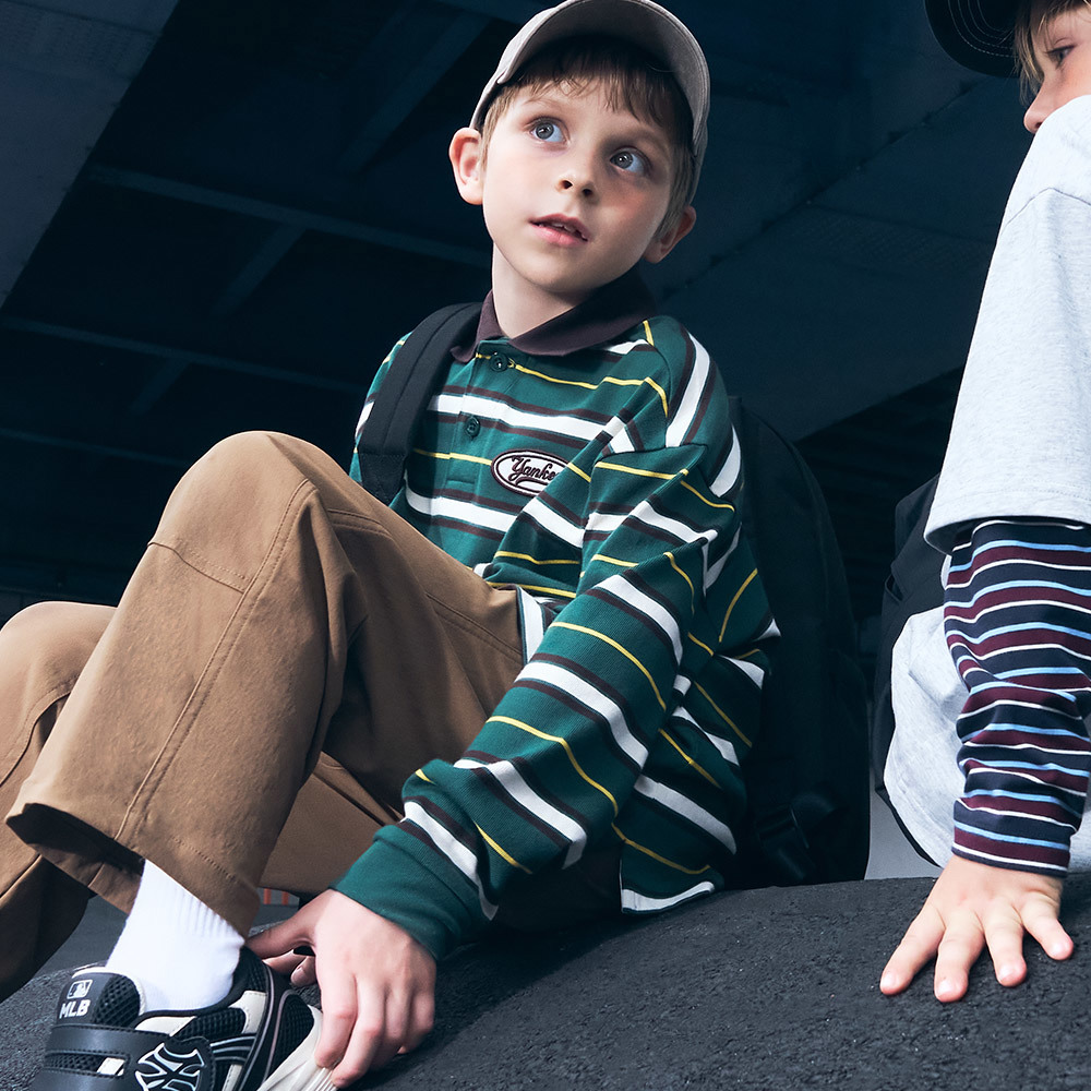 MLB KIDS 長袖Polo衫 童裝 紐約洋基隊 (7APQB0154-50PGS)