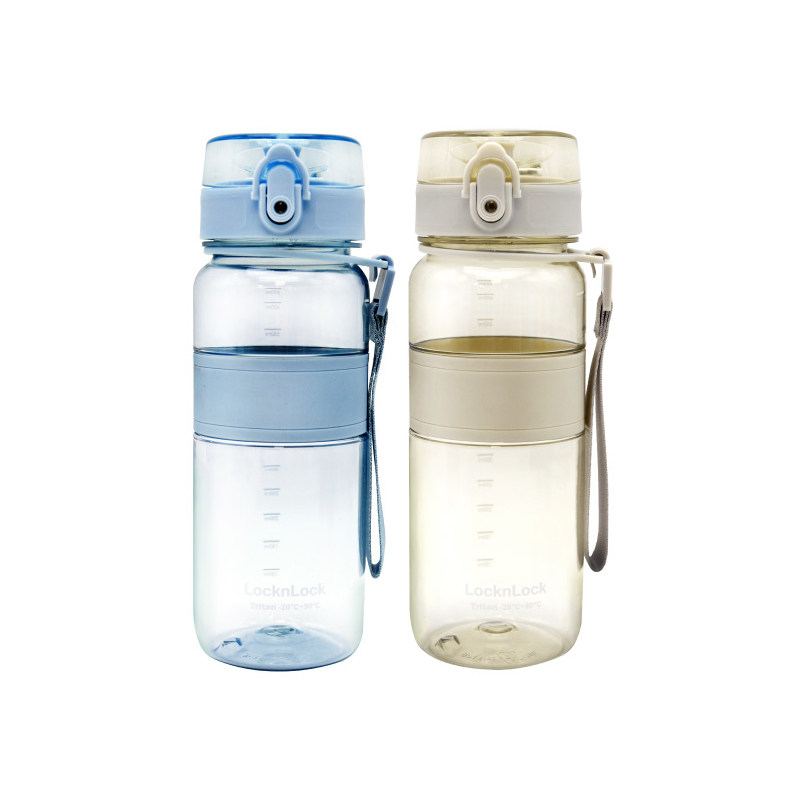 樂扣樂扣LocknLock Tritan優質彈蓋提帶水壺(650ml)-迷霧灰/雲彩藍