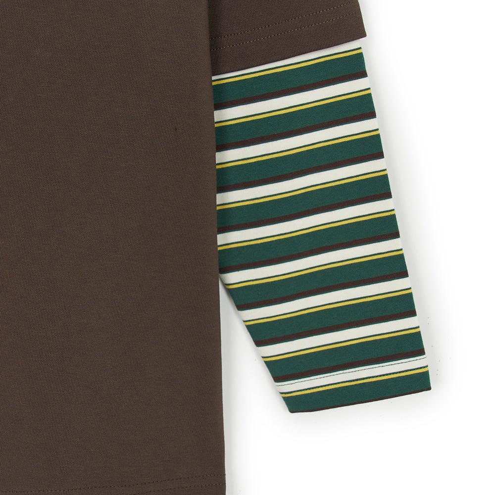 MLB KIDS 條紋層次長袖T恤 童裝 波士頓紅襪隊 (7ATSB0254-43BRS)