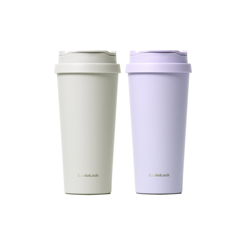 樂扣樂扣LocknLock 霧面溫感咖啡杯(540ml)-霧紫/霧白