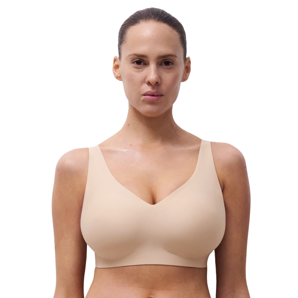 【Chantelle Lab】機能升級V領無痕內衣>S-2XL>粉膚色(26BQB_01N)【Soft Stretch Power】