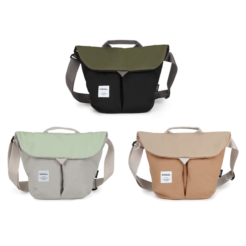 hellolulu KASEN環保系列 輕旅戶外側背包-薄荷綠灰/橄欖綠黑/淺卡其焦糖