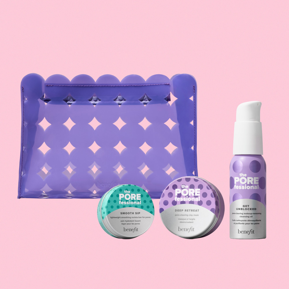 【超值禮盒】毛孔對對碰保養組 (泥膜+卸妝油+精華乳+化妝包) - Benefit貝玲妃