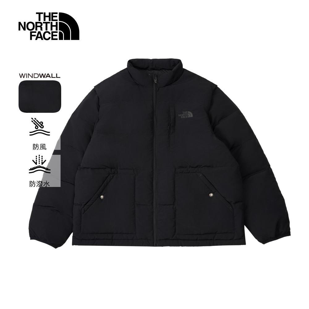 The North Face北面男款黑色DWR防潑水羽絨外套｜8DUGJK3
