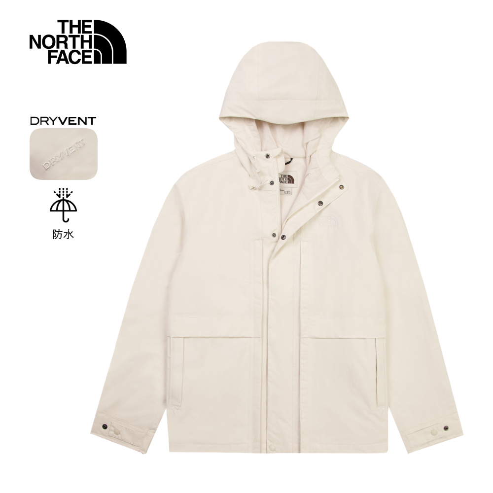 The North Face北面男款米白色DryVent防水透氣衝鋒衣｜8DXJQLI｜舒適耐穿－