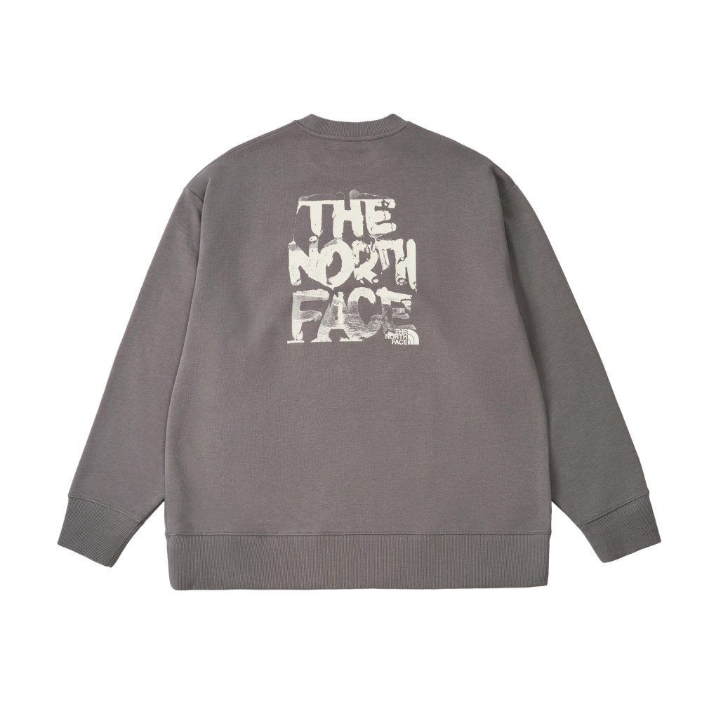 The North Face北面男女款灰色大尺寸品牌印花長袖大學T｜8F0M0UZ