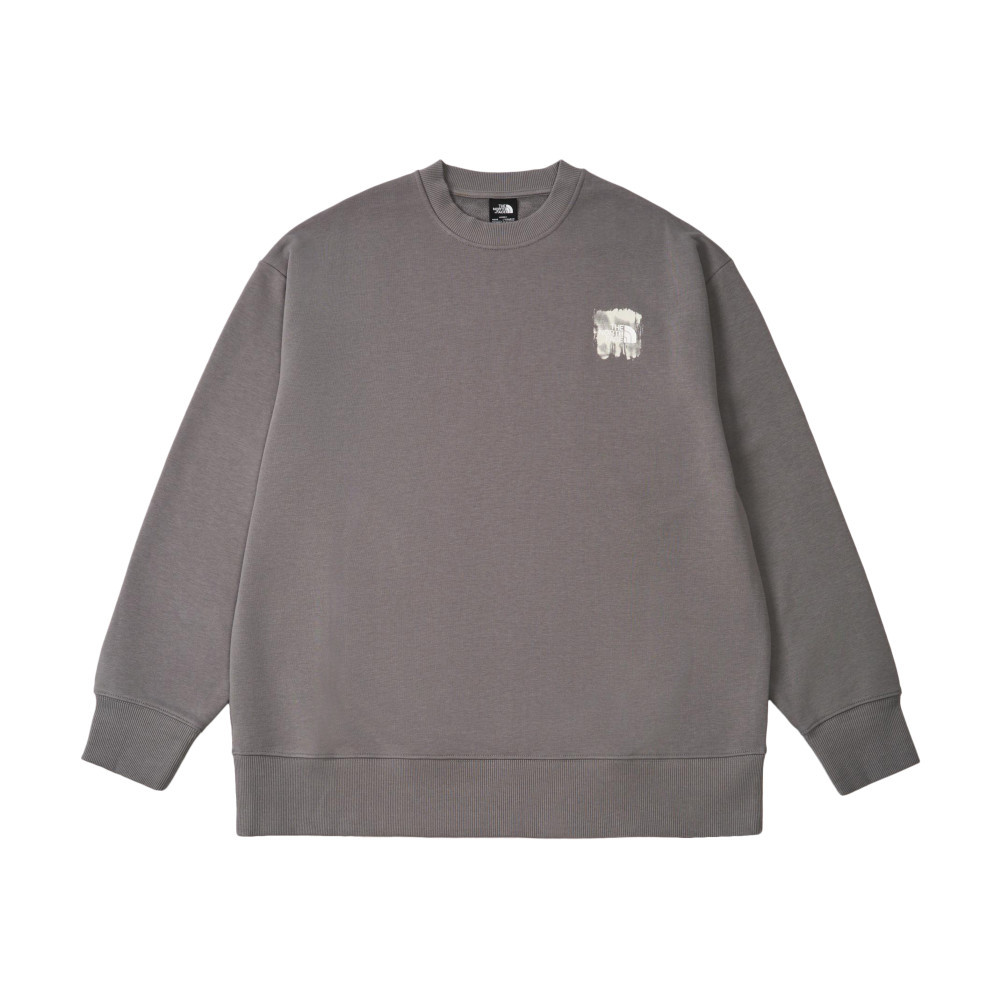 The North Face北面男女款灰色大尺寸品牌印花長袖大學T｜8F0M0UZ