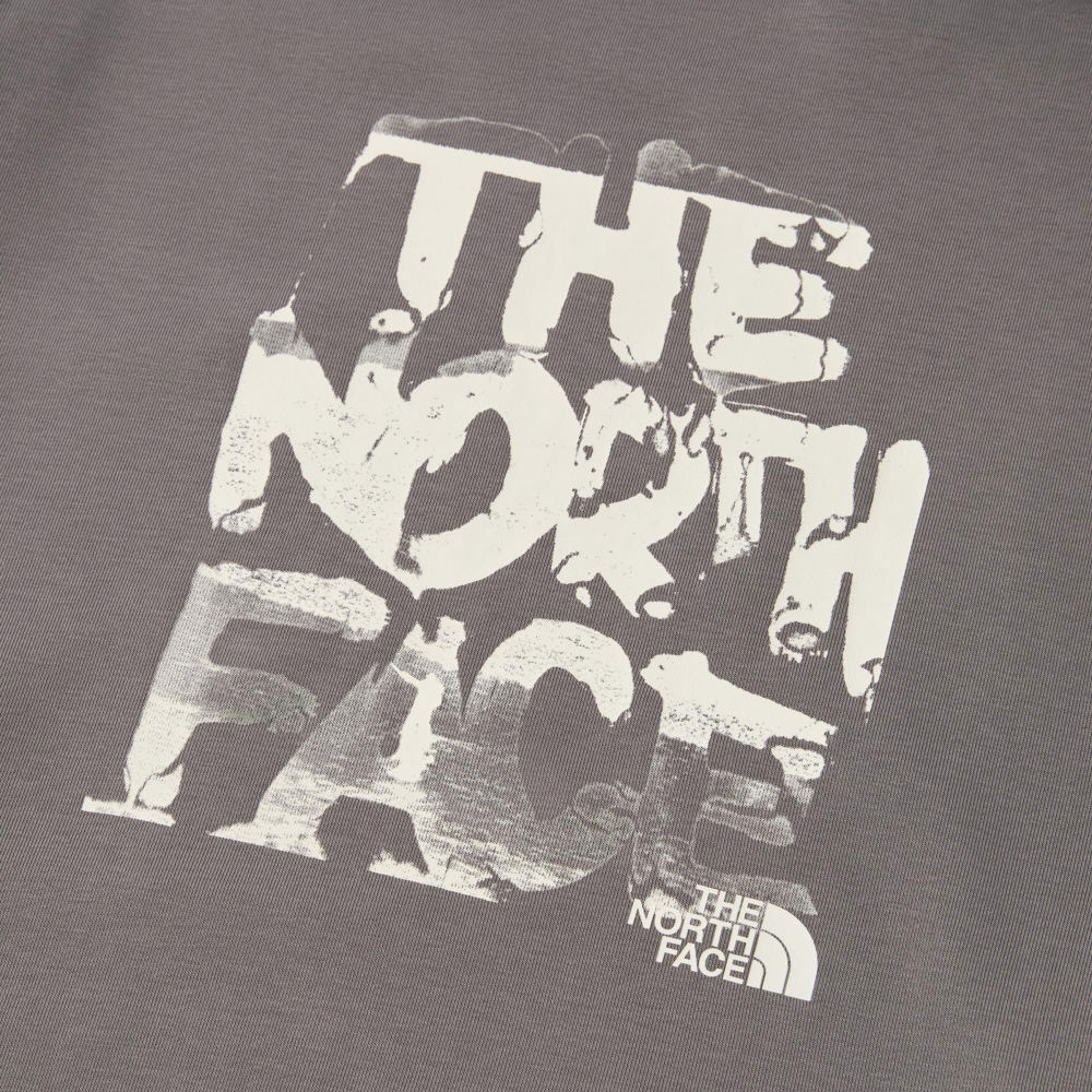 The North Face北面男女款灰色大尺寸品牌印花長袖大學T｜8F0M0UZ