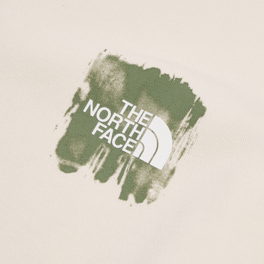 The North Face北面男女款米白色大尺寸品牌印花長袖大學T｜8F0MQLI