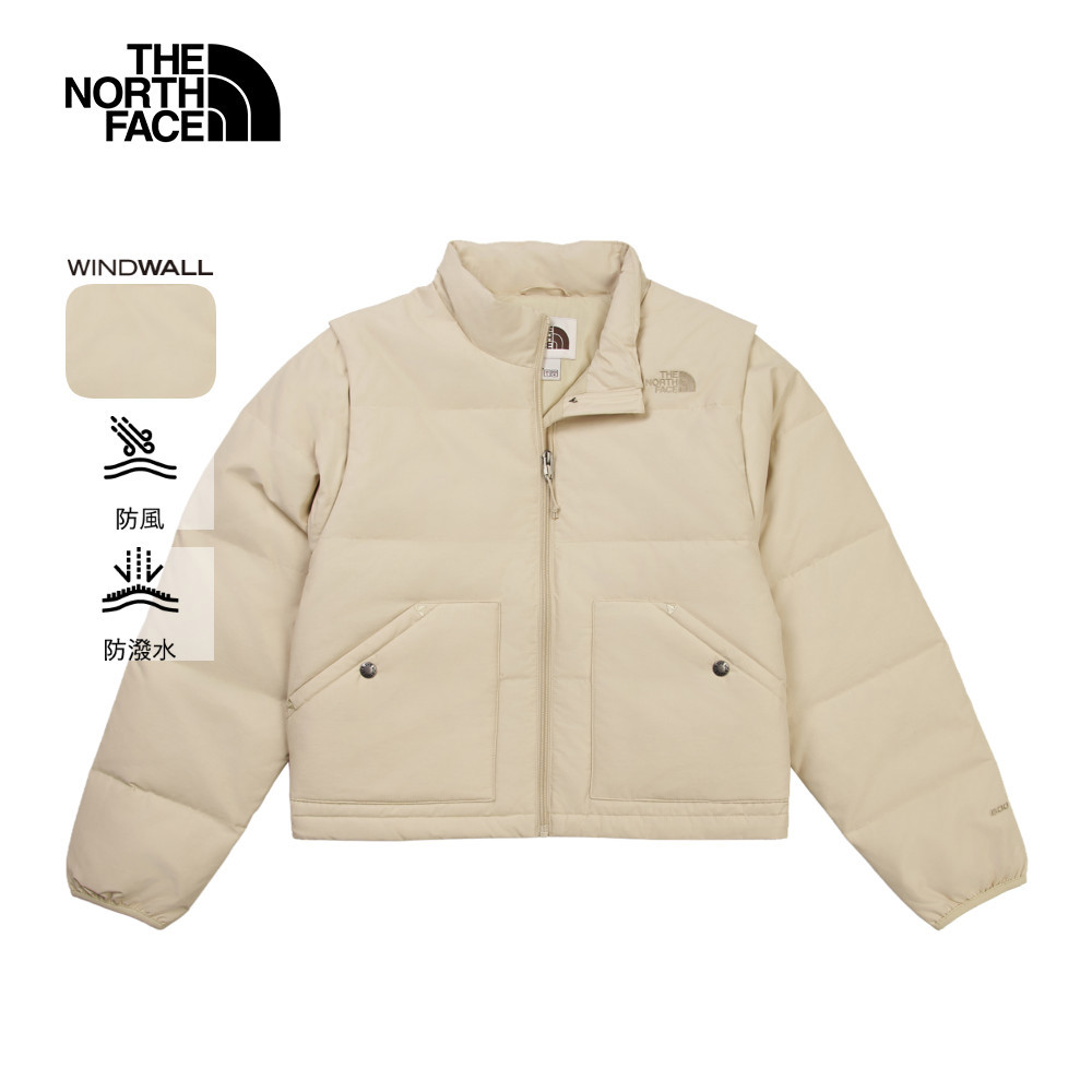 The North Face北面女款米色DWR防潑水羽絨外套｜8DUK3X4｜瑞邦運動商城