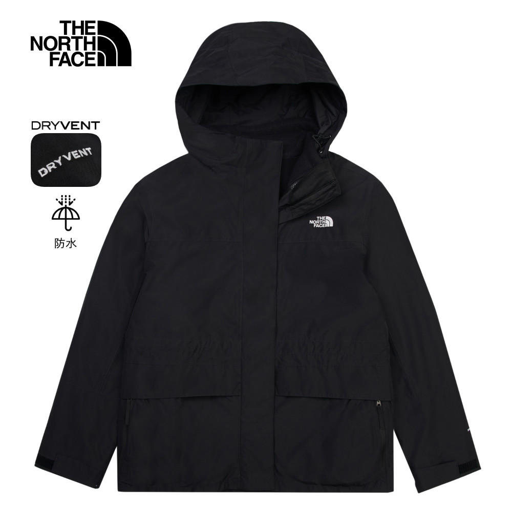 The North Face北面女款黑色DryVent防水透氣三合一外套｜8ED0JK3｜防水三合