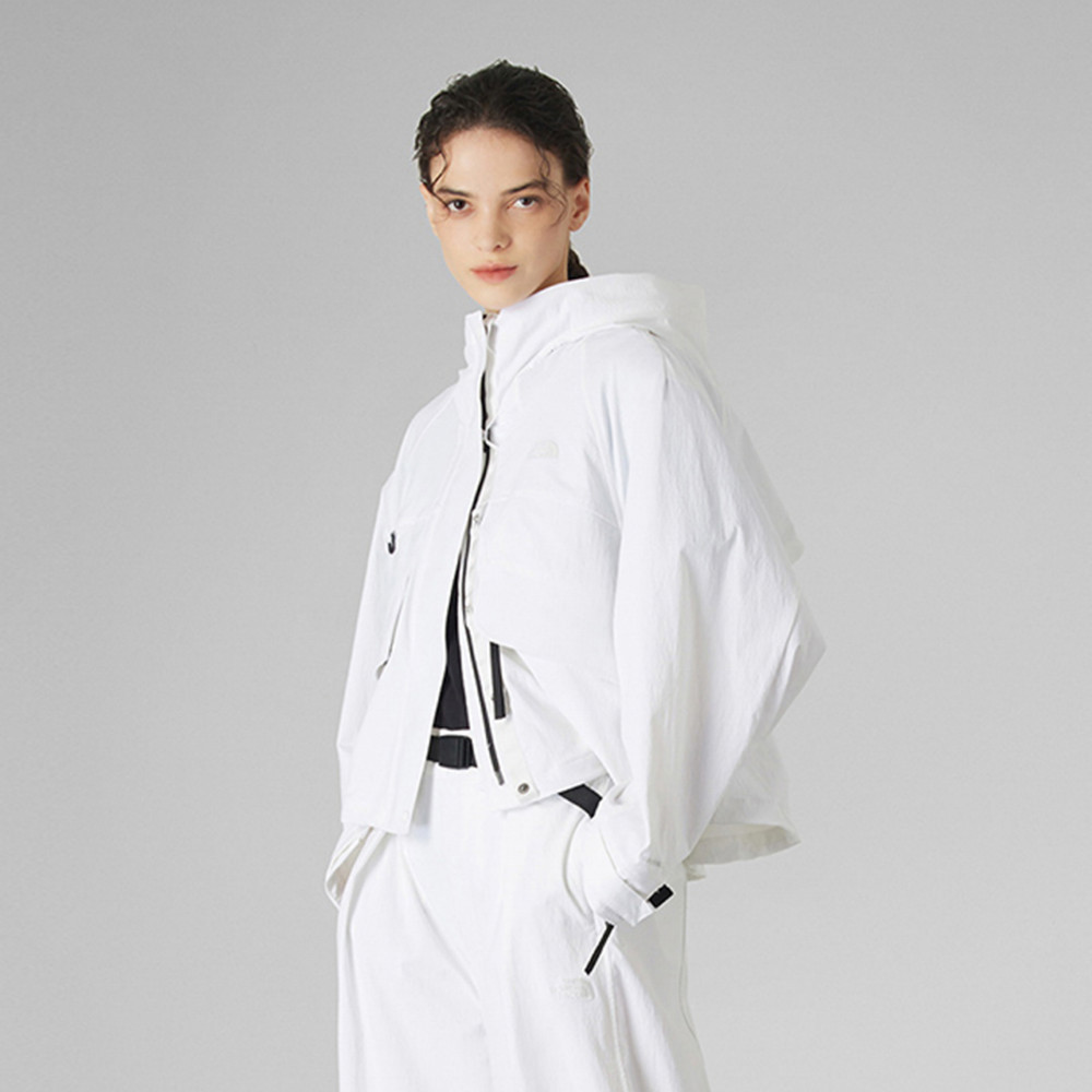 UE女款白色DWR防潑水防風外套｜8E6RFN4