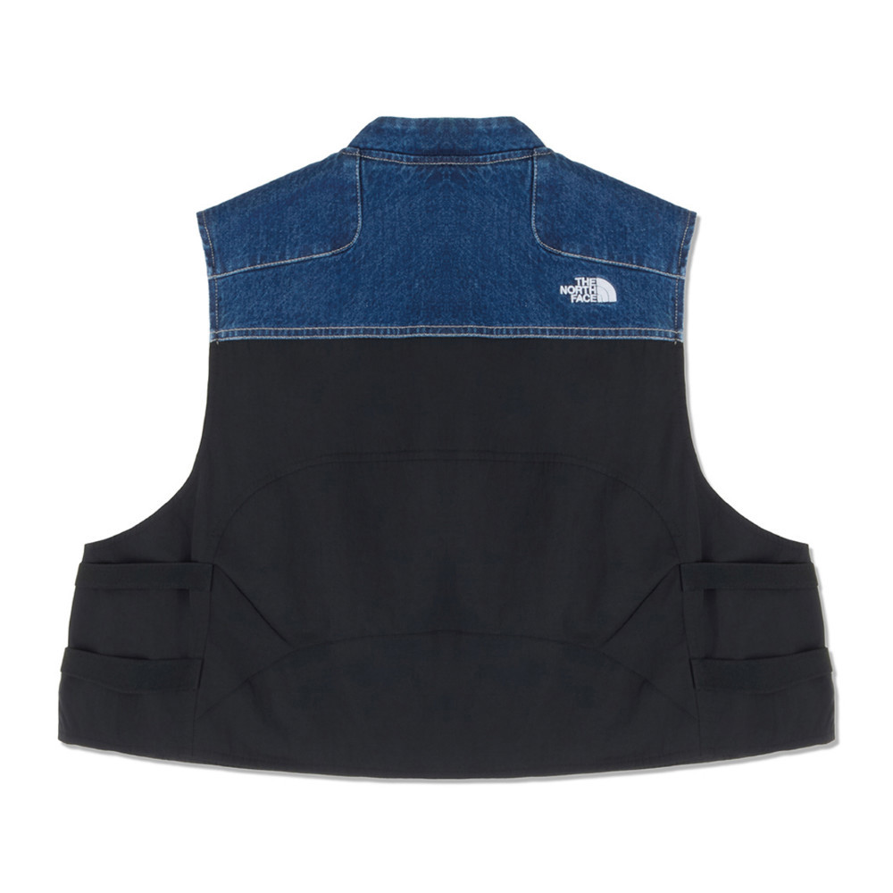 UE女款藍色純棉可調節丹寧背心｜8E6WDG7