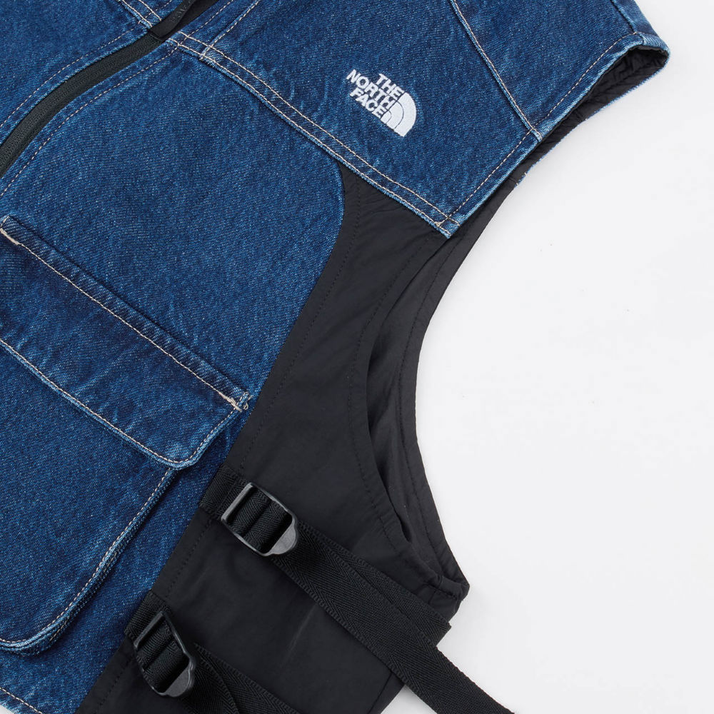 UE女款藍色純棉可調節丹寧背心｜8E6WDG7