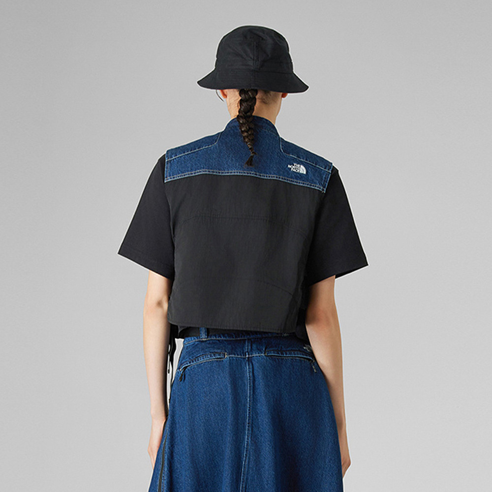 UE女款藍色純棉可調節丹寧背心｜8E6WDG7