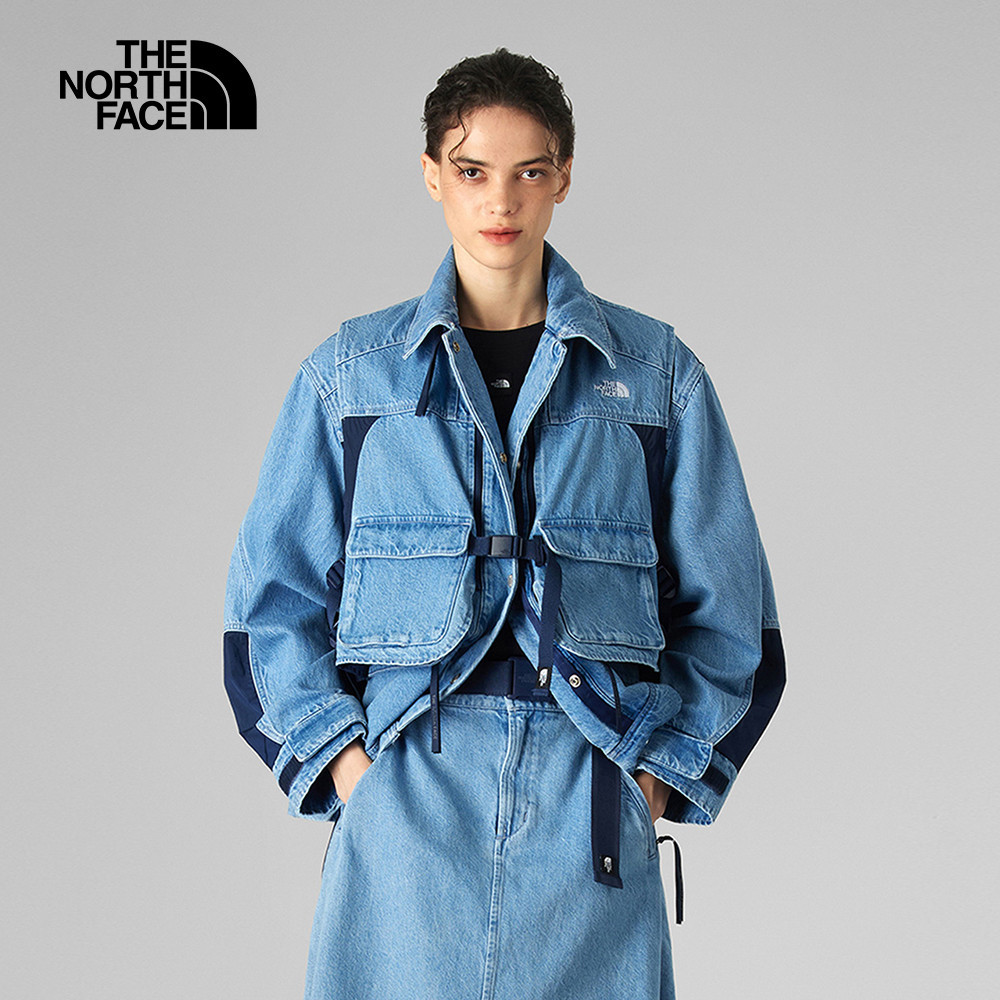 The North Face UE女款藍色純棉多口袋設計丹寧輕量風衣｜8E6VDF7｜女款丹寧