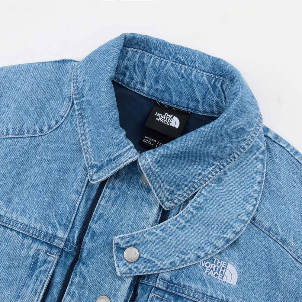 UE女款藍色純棉多口袋設計丹寧輕量風衣｜8E6VDF7