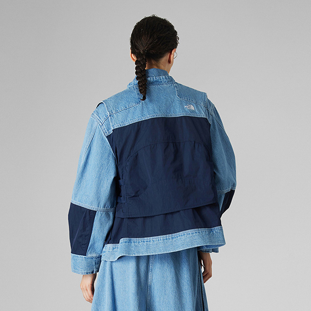 UE女款藍色純棉多口袋設計丹寧輕量風衣｜8E6VDF7