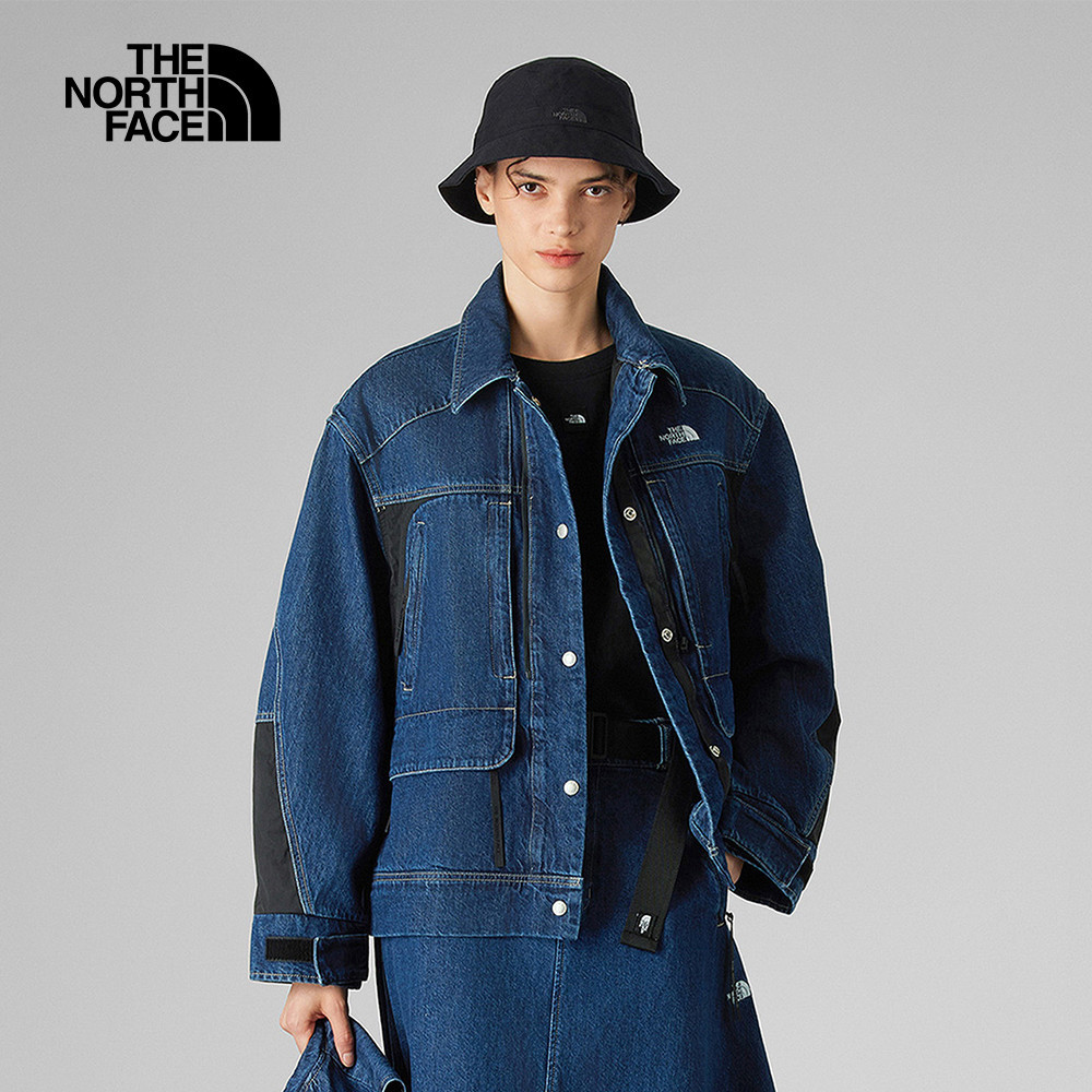 The North Face UE女款藍色純棉多口袋設計丹寧輕量風衣｜8E6VDG7－歐傑運動