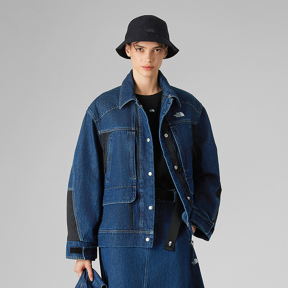 UE女款藍色純棉多口袋設計丹寧輕量風衣｜8E6VDG7