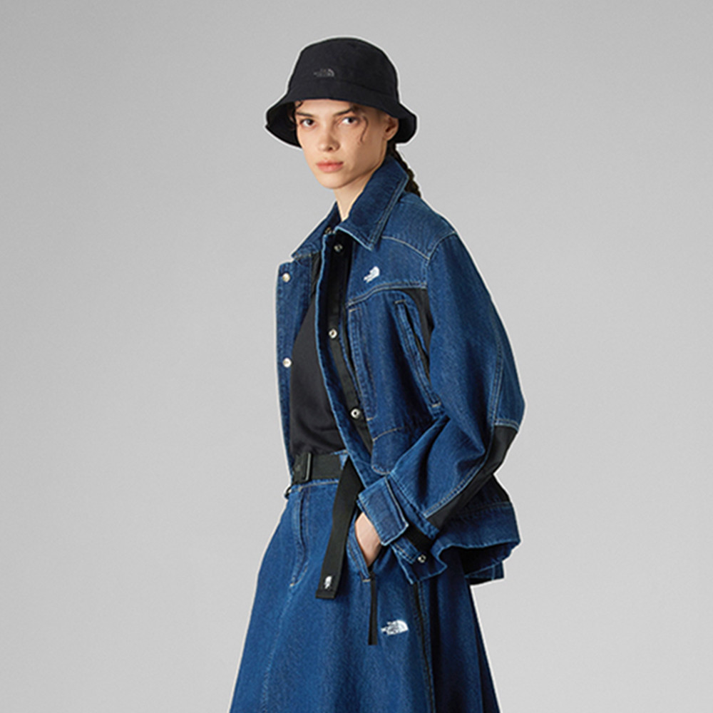 UE女款藍色純棉多口袋設計丹寧輕量風衣｜8E6VDG7