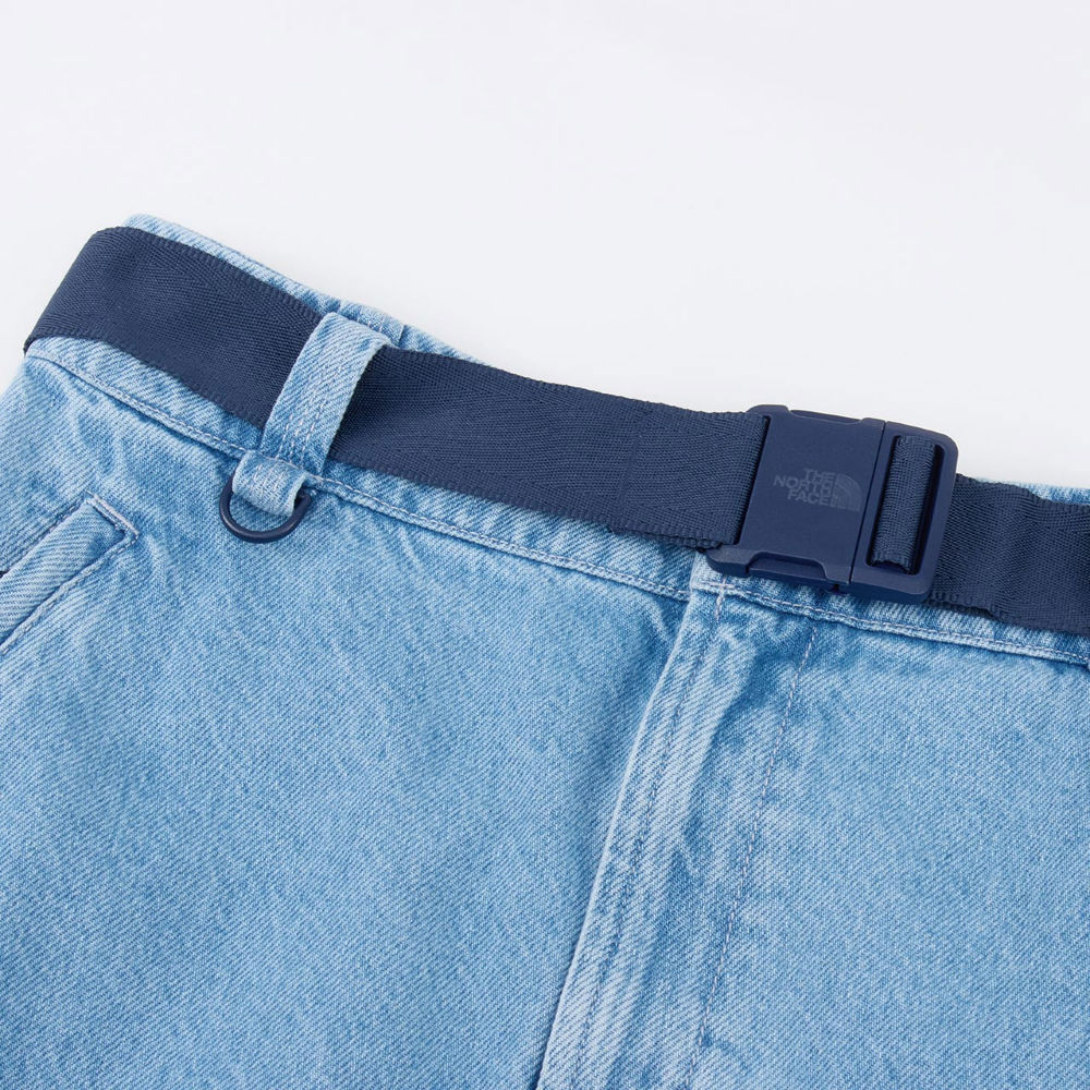 UE女款藍色純棉附可拆卸腰帶丹寧短裙｜8E6XDF7