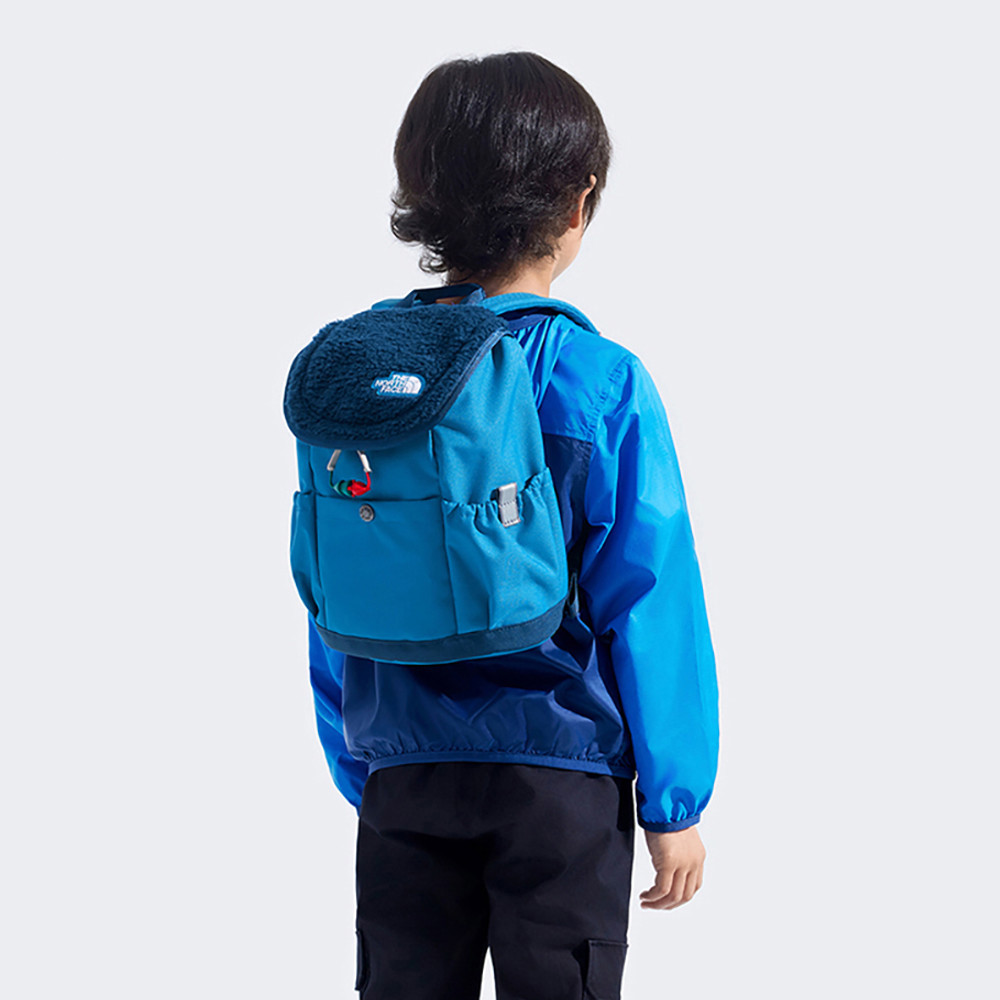 The North Face北面兒童藍色翻蓋式拉鍊休閒後背包｜52VWDIA