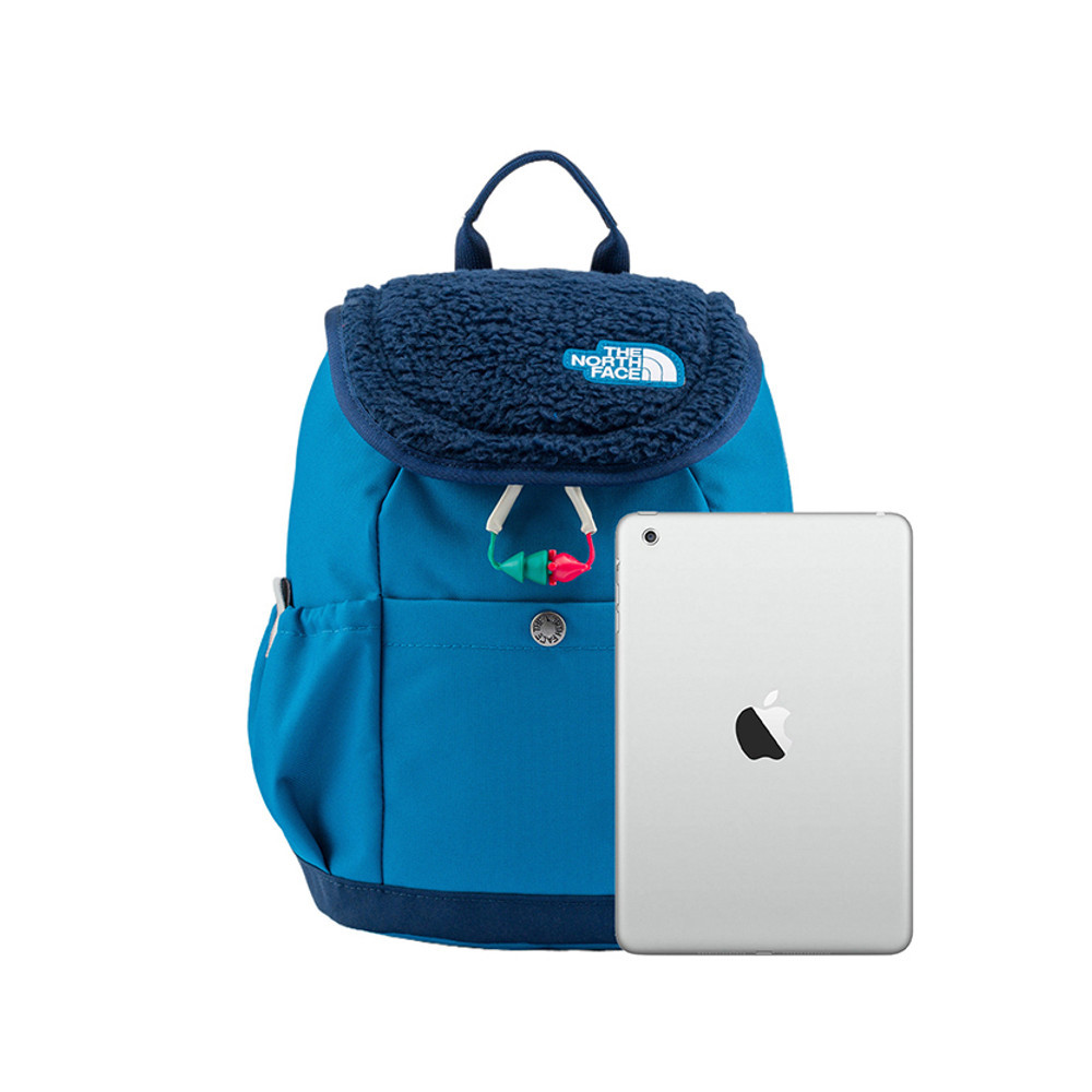 The North Face北面兒童藍色翻蓋式拉鍊休閒後背包｜52VWDIA
