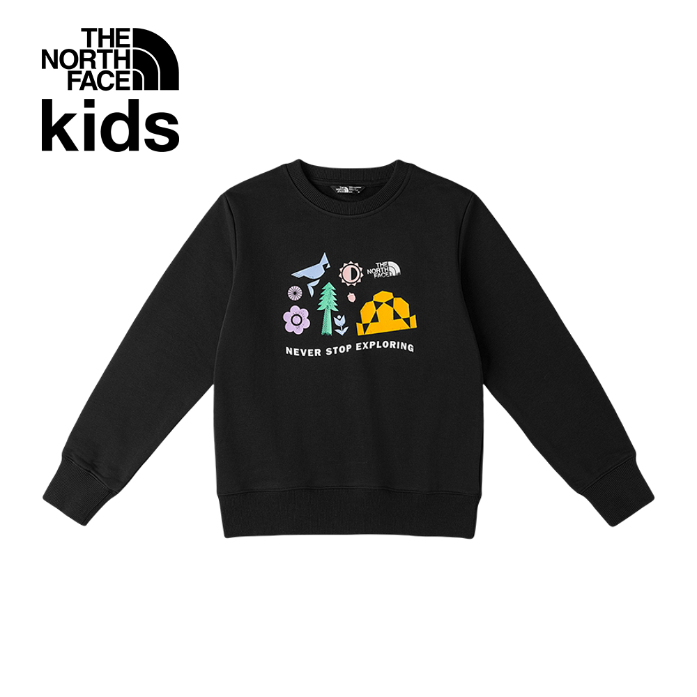 The North Face北面兒童黑色長袖大學T｜8F12JK3