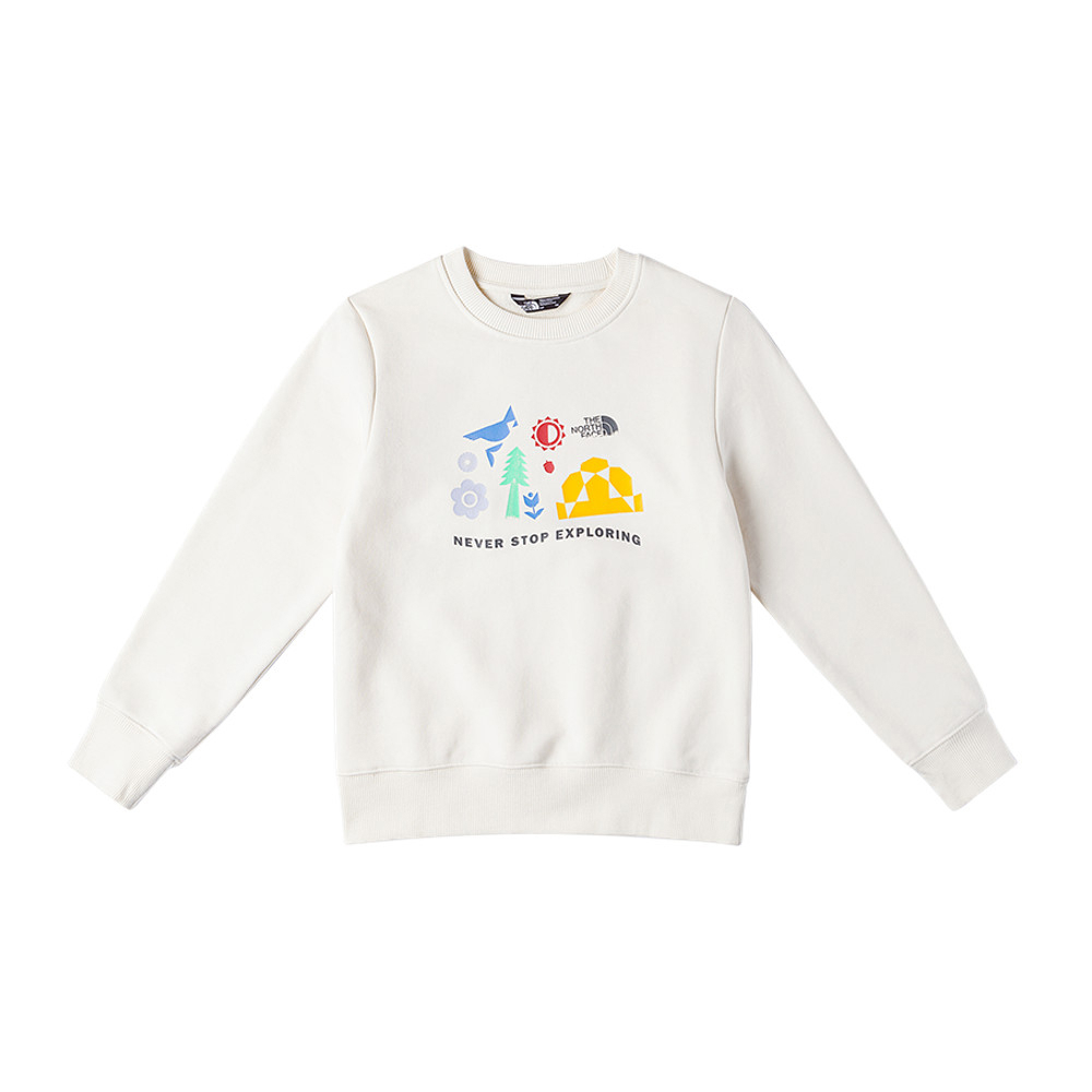 The North Face北面兒童米白色趣味印花設計長袖大學T｜8F12QLI