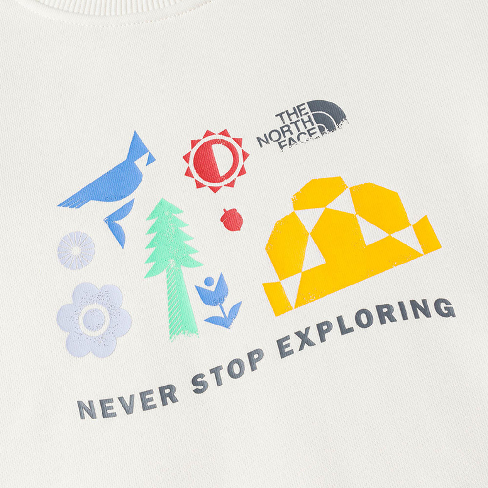 The North Face北面兒童米白色趣味印花設計長袖大學T｜8F12QLI