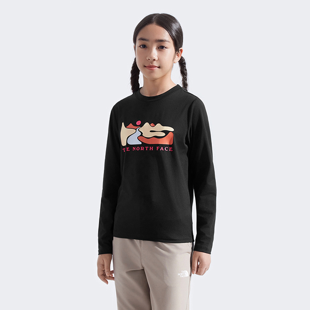 The North Face北面兒童黑色UPF防曬長袖上衣｜8DXPJK3