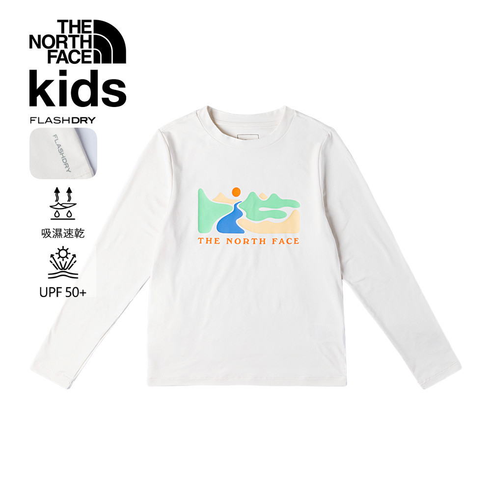 The North Face北面兒童米白色UPF防曬長袖上衣｜8DXPQLI
