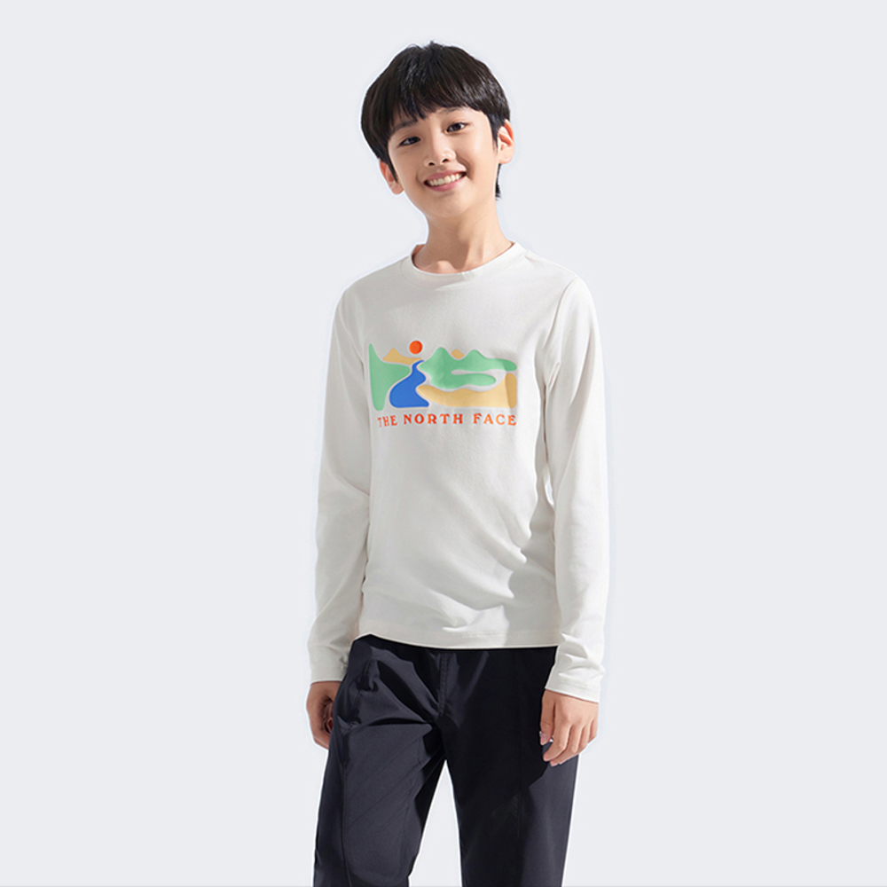 The North Face北面兒童米白色UPF防曬長袖上衣｜8DXPQLI