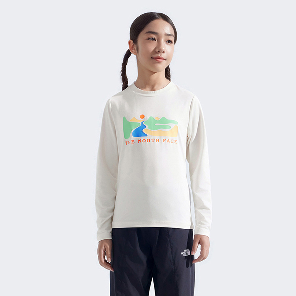 The North Face北面兒童米白色UPF防曬長袖上衣｜8DXPQLI