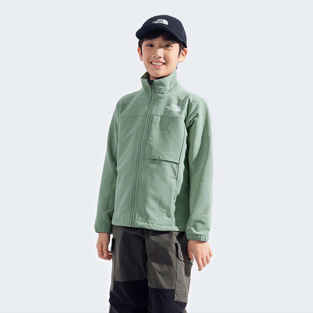 The North Face北面兒童綠色DWR防潑水抓絨外套｜89XHBQ1