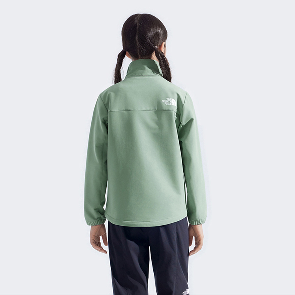 The North Face北面兒童綠色DWR防潑水抓絨外套｜89XHBQ1