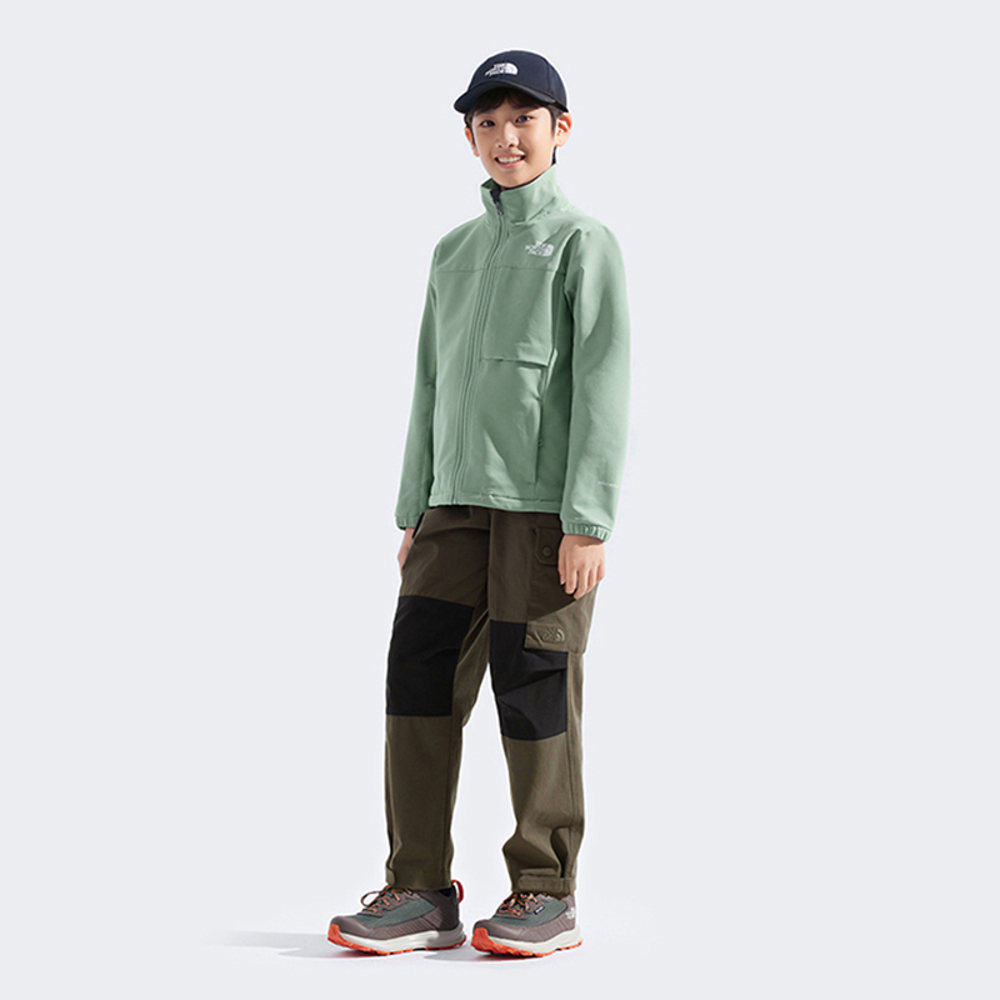 The North Face北面兒童綠色DWR防潑水抓絨外套｜89XHBQ1