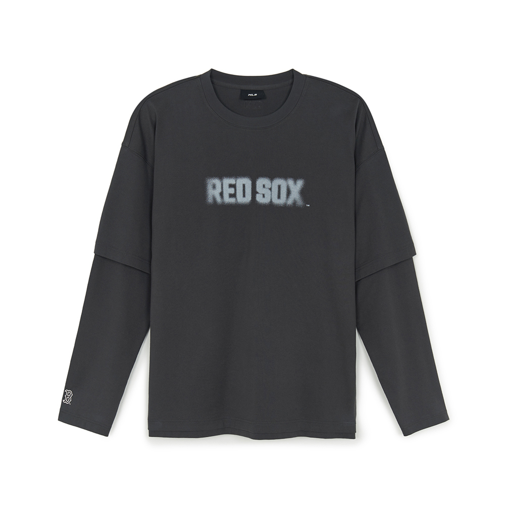 MLB 假兩件長袖T恤 波士頓紅襪隊 (3ATSB0854-43CGS)