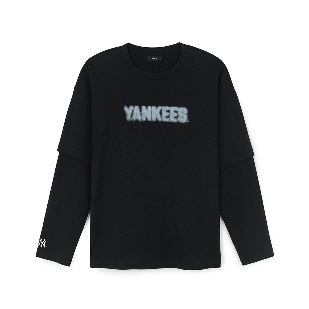 MLB 假兩件長袖T恤 紐約洋基隊 (3ATSB0854-50BKS)