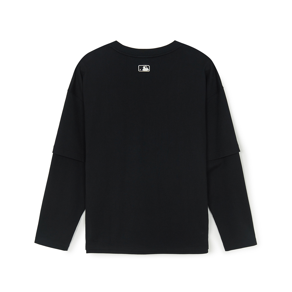 MLB 假兩件長袖T恤 紐約洋基隊 (3ATSB0854-50BKS)