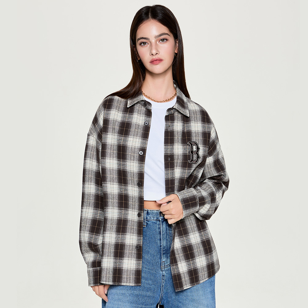 MLB Korea MLB 長袖格紋襯衫 波士頓紅襪隊 (3AWSB0454-43BRS)｜官方保障－