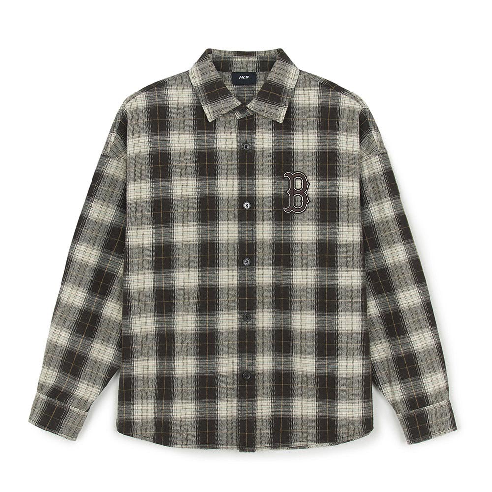 MLB 長袖格紋襯衫 波士頓紅襪隊 (3AWSB0454-43BRS)
