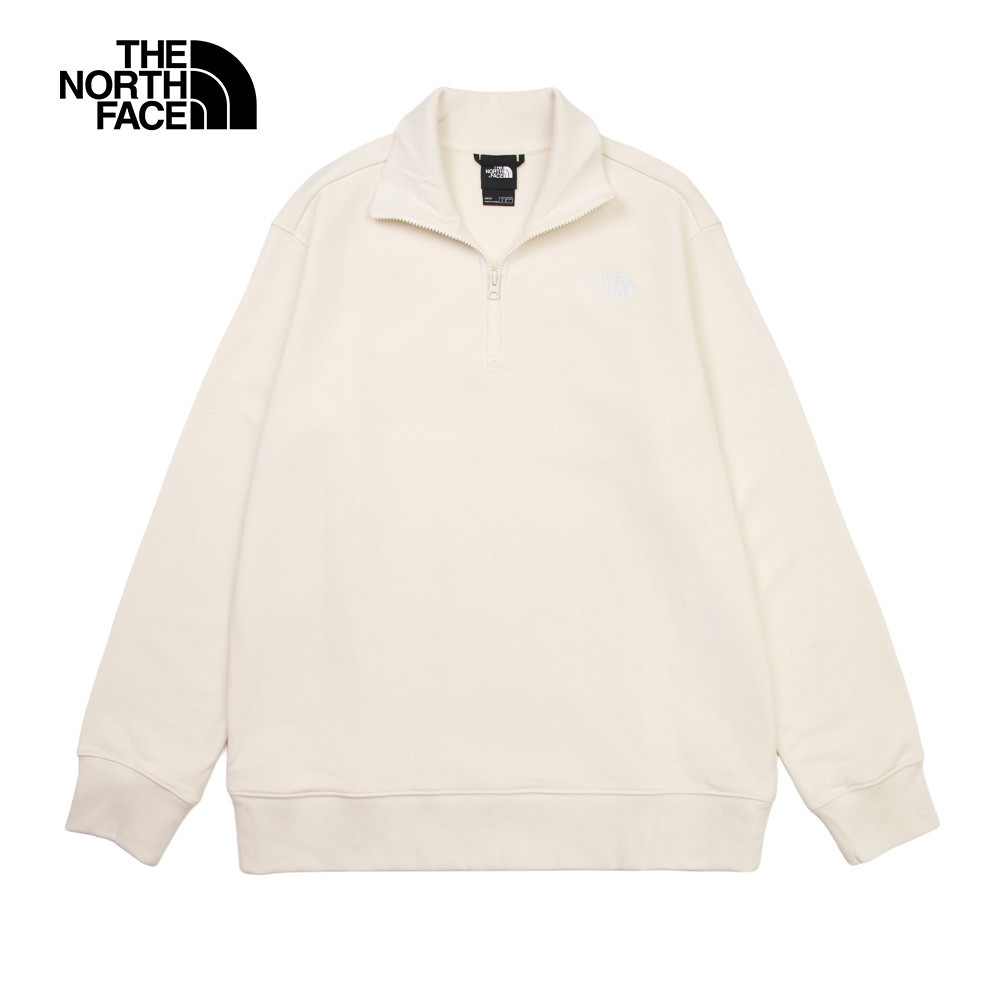 The North Face北面男款米白色舒適透氣長袖大學T｜89YZQLI