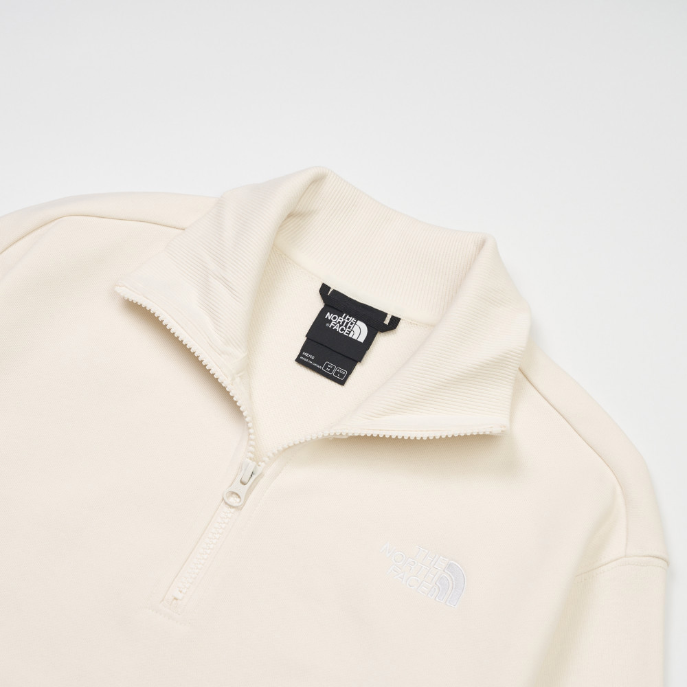 The North Face北面男款米白色舒適透氣長袖大學T｜89YZQLI