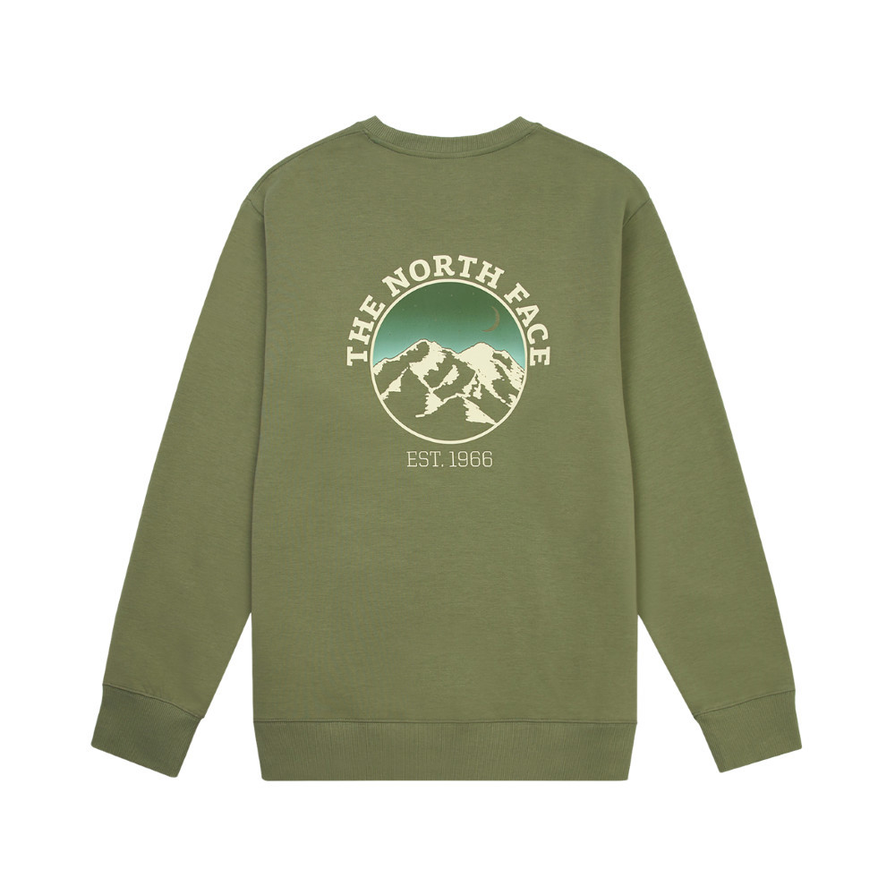 The North Face北面男款綠色舒適大尺寸印花長袖大學T｜8F0KBO9