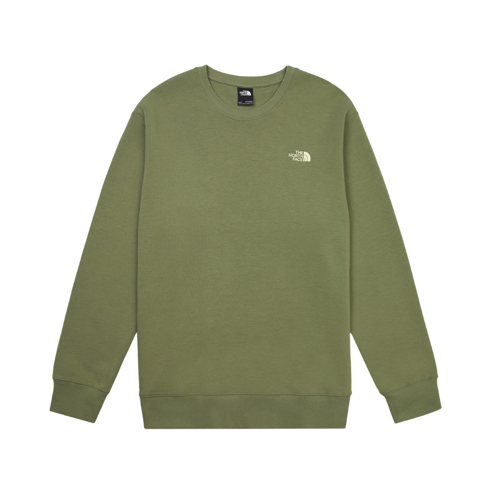 The North Face北面男款綠色舒適大尺寸印花長袖大學T｜8F0KBO9