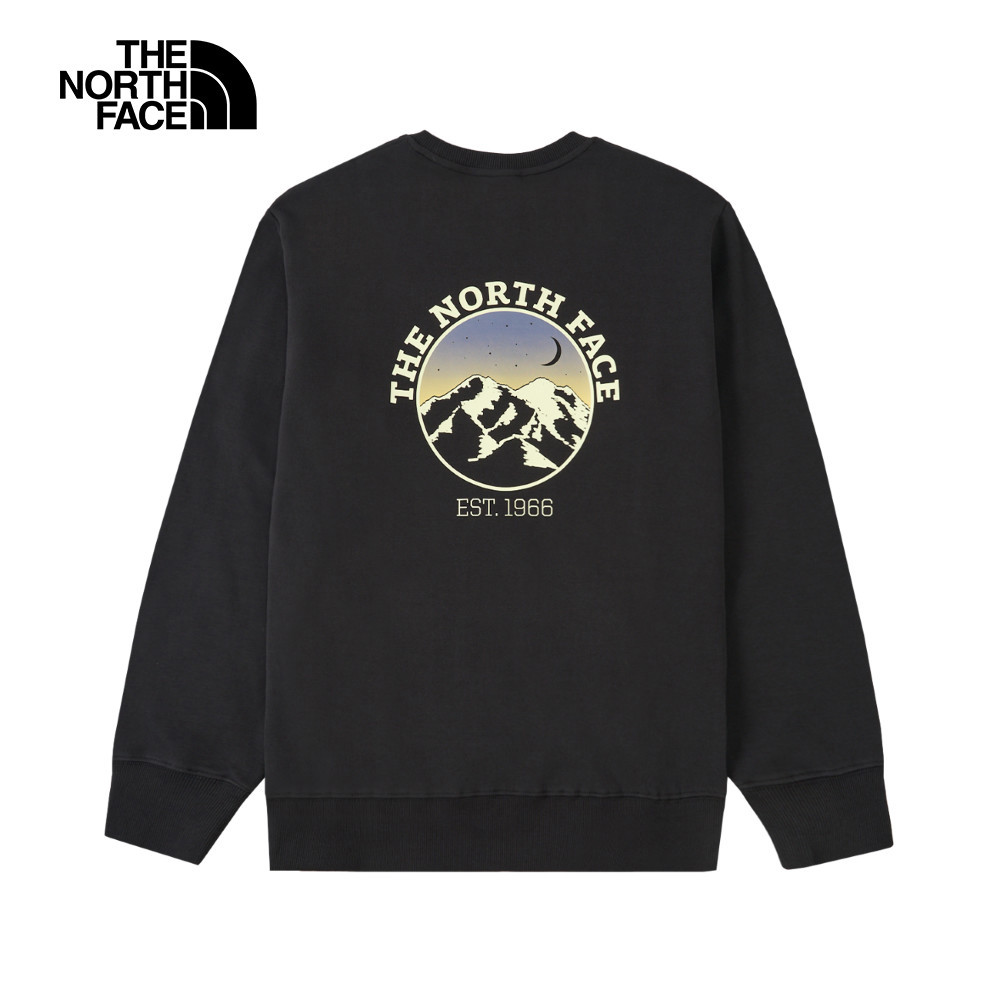 The North Face北面男款黑色舒適大尺寸印花長袖大學T｜8F0KJK3