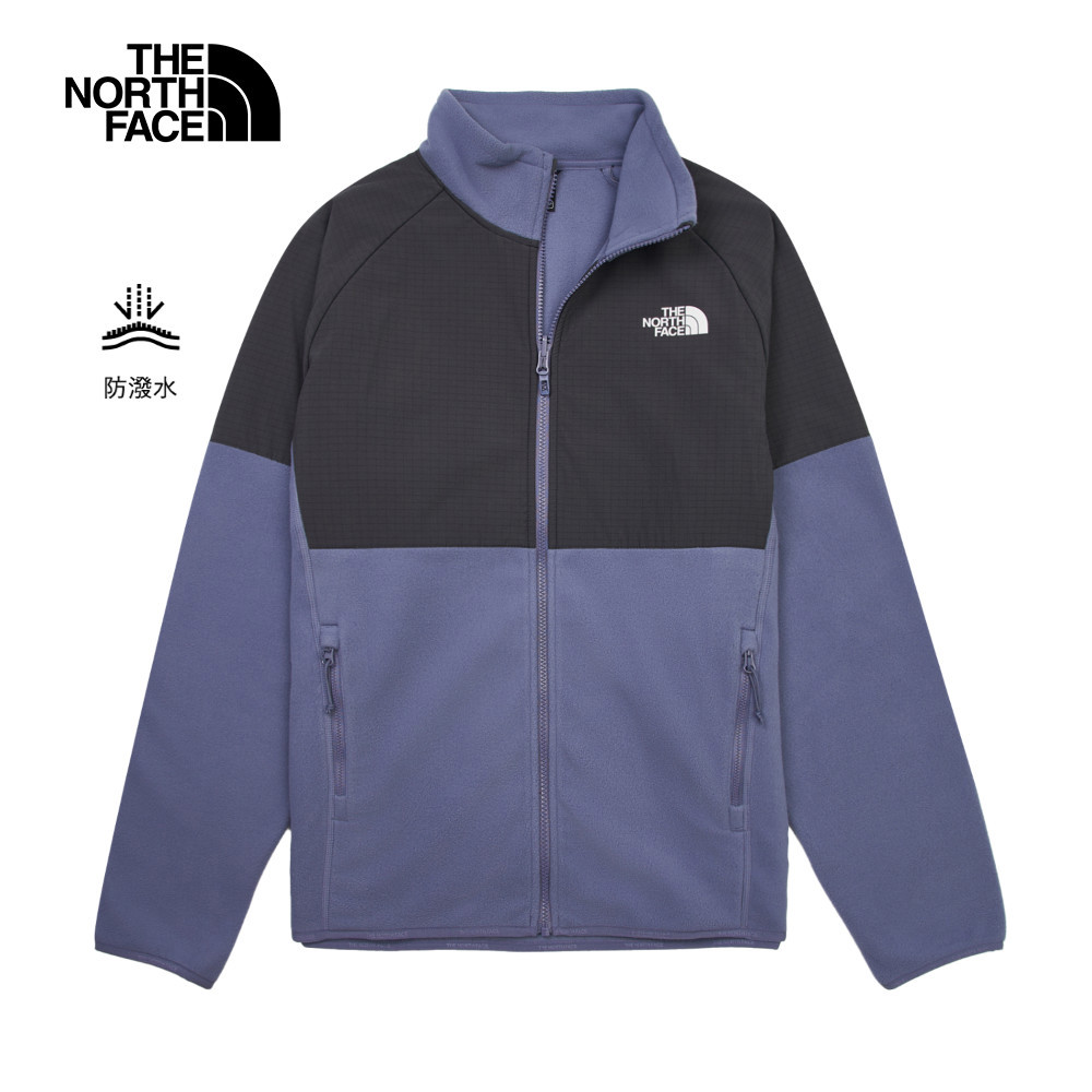 The North Face北面男款藍色DWR防潑水抓絨外套｜8FHYGFI