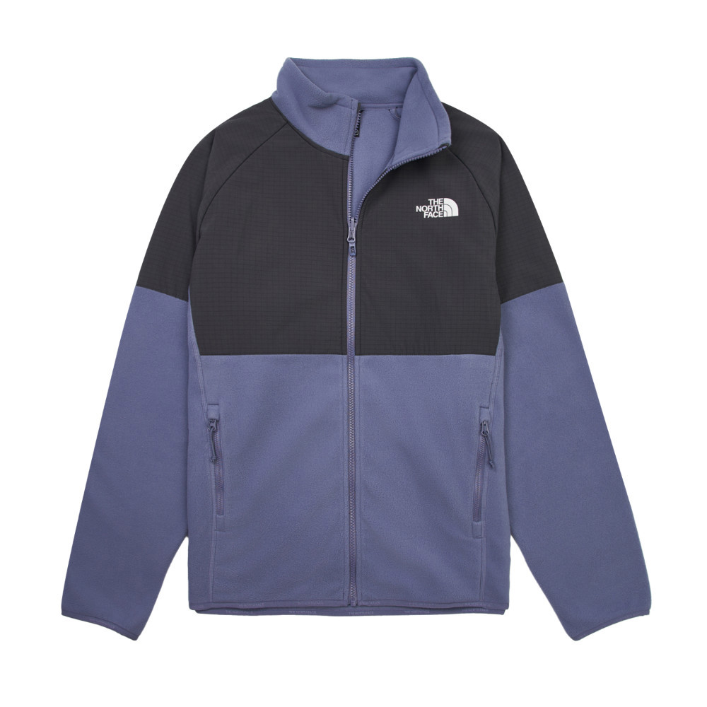 The North Face北面男款藍色DWR防潑水抓絨外套｜8FHYGFI